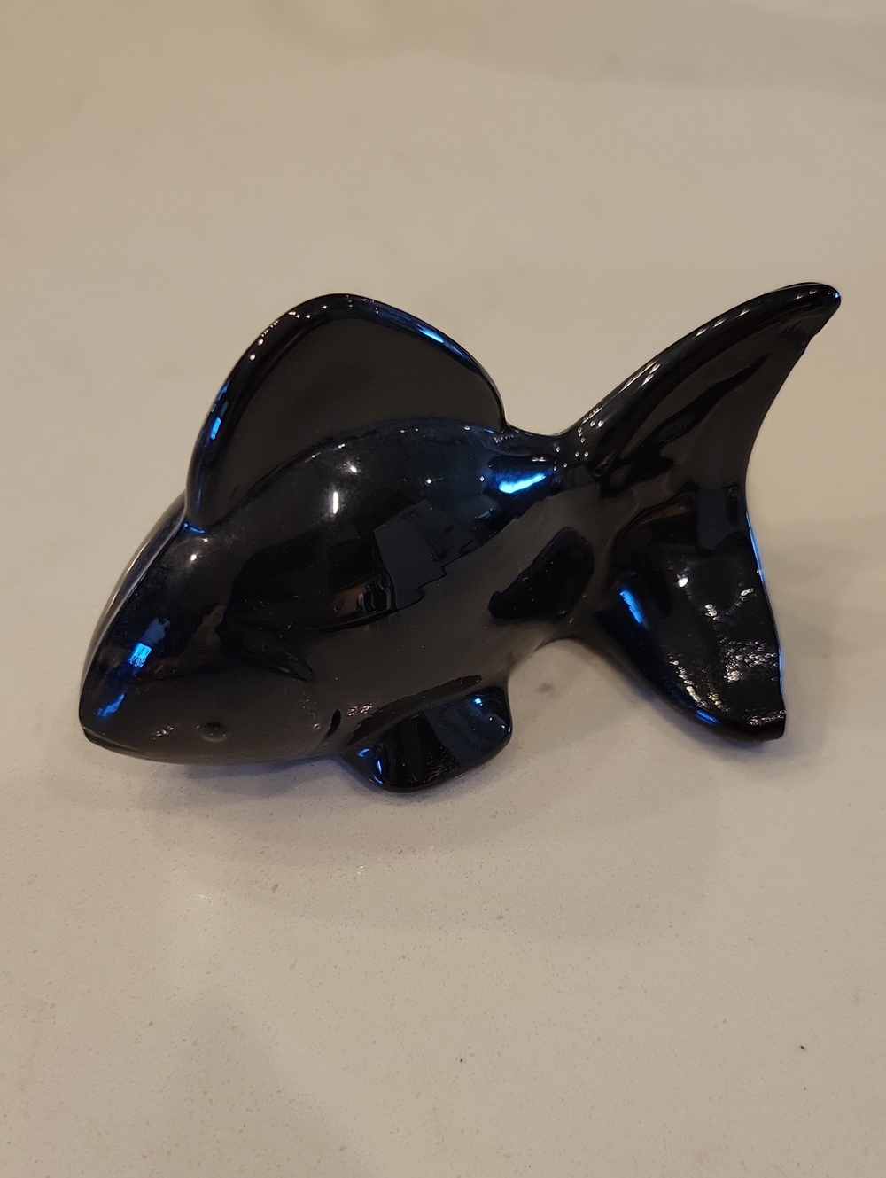 Vintage Black Heavyweight / Paperweight Fish Figurine